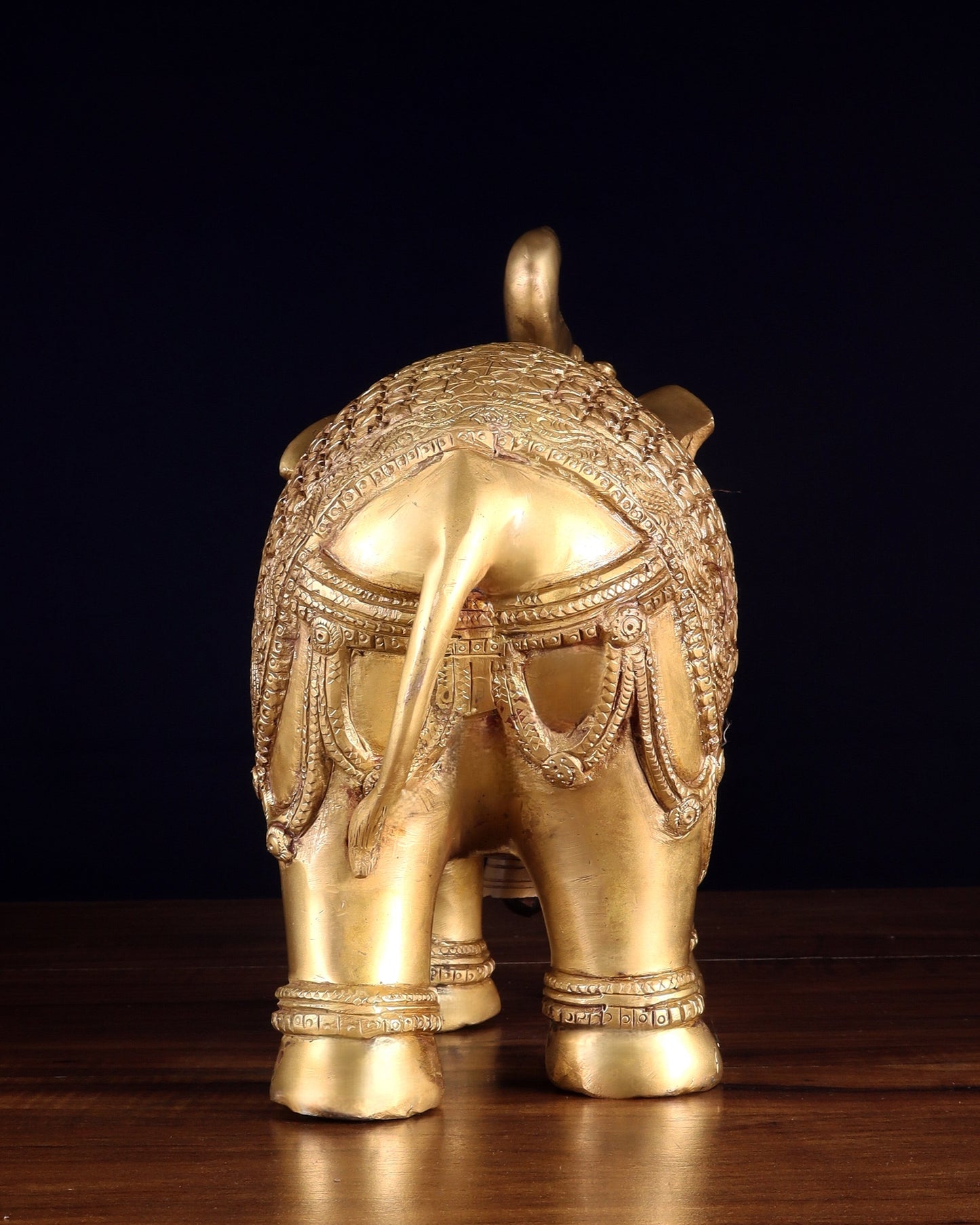 Brass big Elephant with trunk up statue 11"