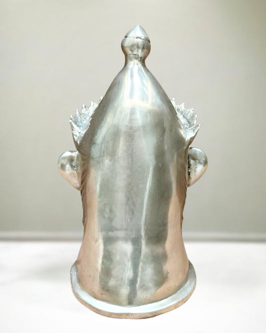 Brass Shiva Face Mukhlingam statue 13.5" silver plated