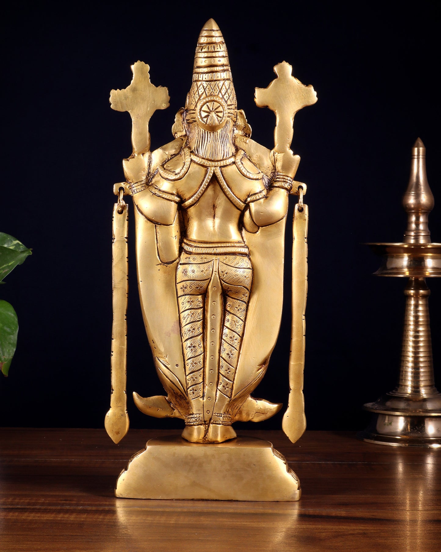 Brass Tirupati Balaji Statue with Lakshmi Engraved – 13"x5.5"x3.5"