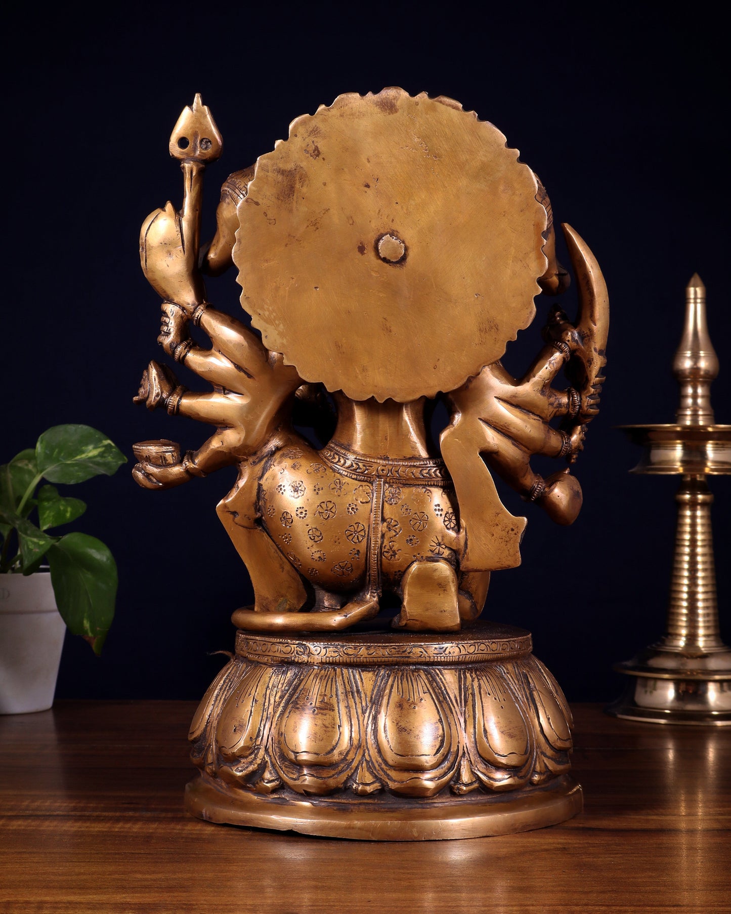 Brass Panchmukhi Hanuman 13" antique tone