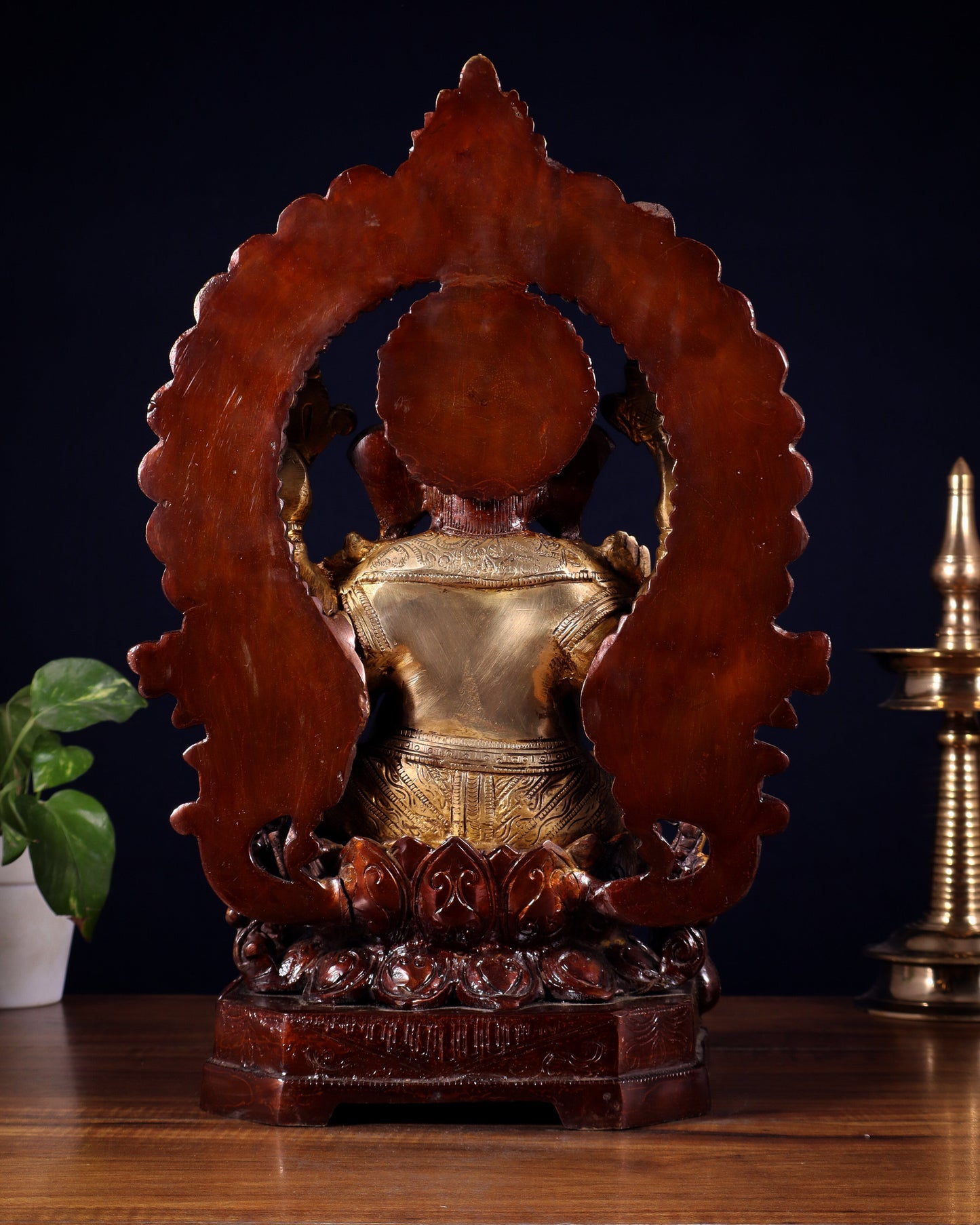 Pure Brass Ganesha with Prabhavali Statue – Dual Tone Finish 18 inch