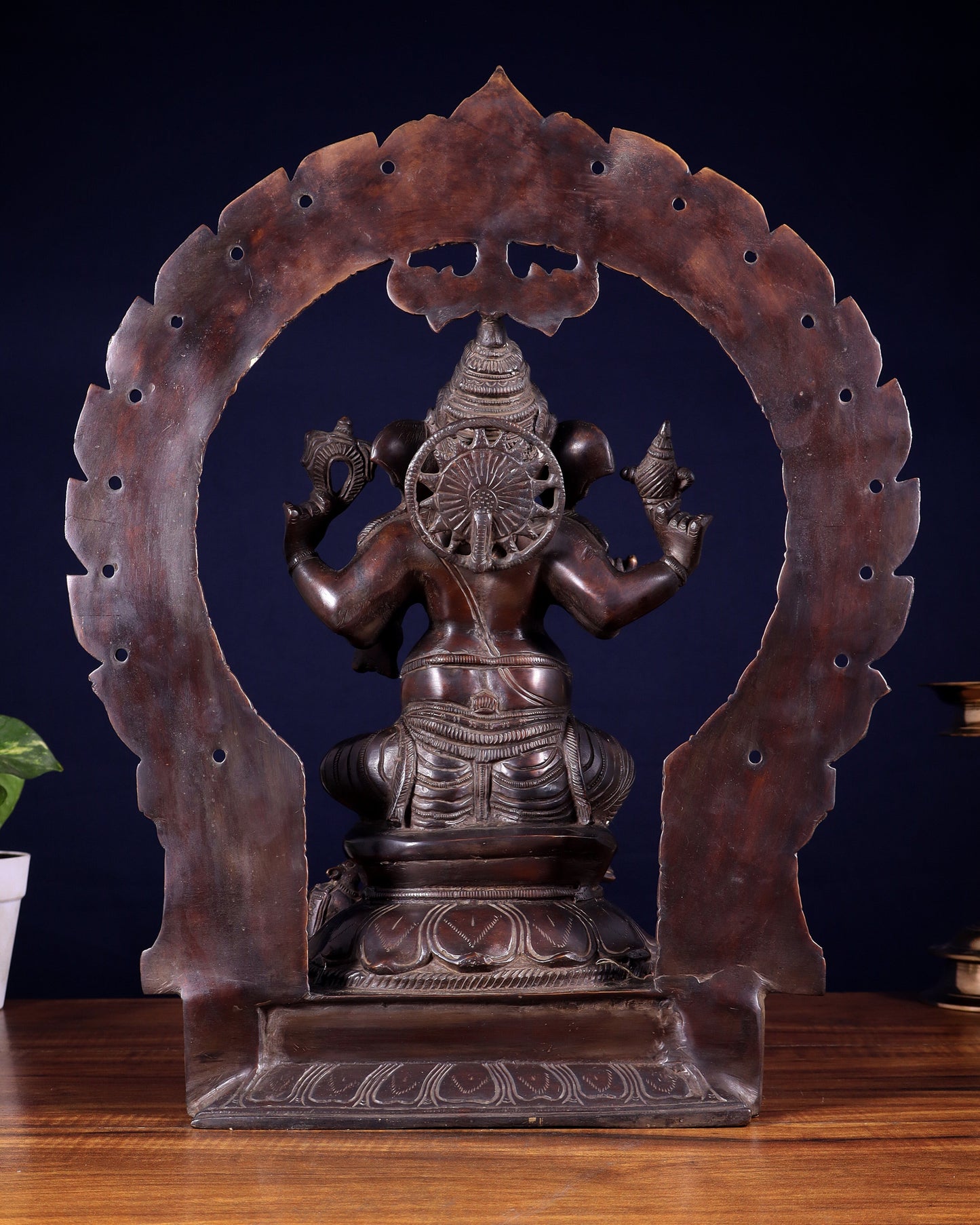 Pure Brass Large Ganesha Statue with Prabhavali – Chola Style 18 inch