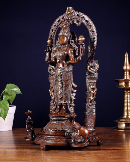 Pure Brass Goddess gaja Lakshmi Statue with Elephants 16"
