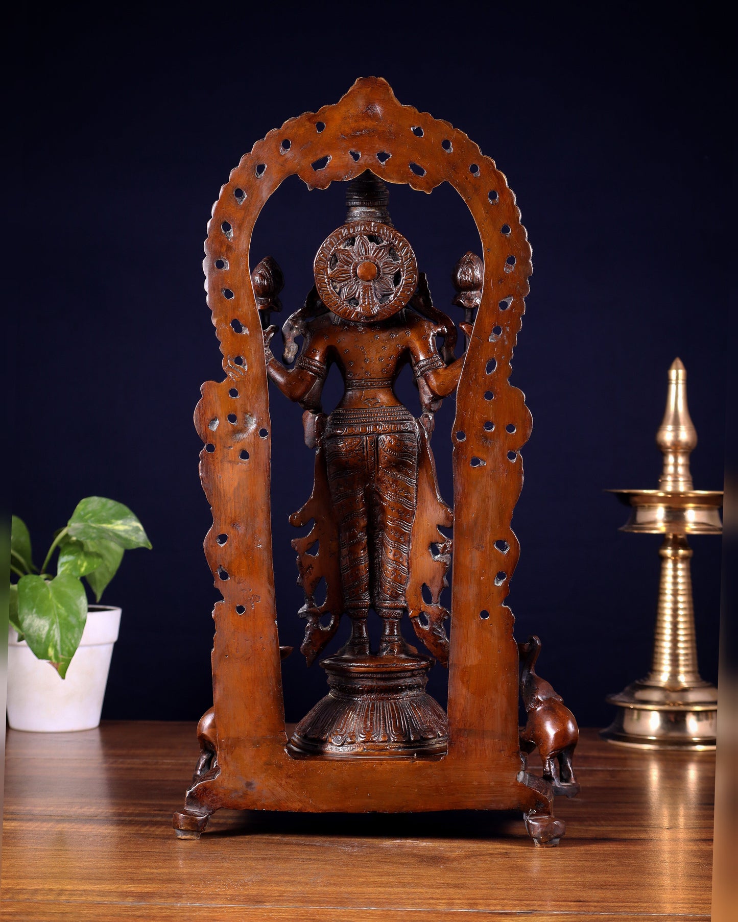 Pure Brass Goddess gaja Lakshmi Statue with Elephants 16"