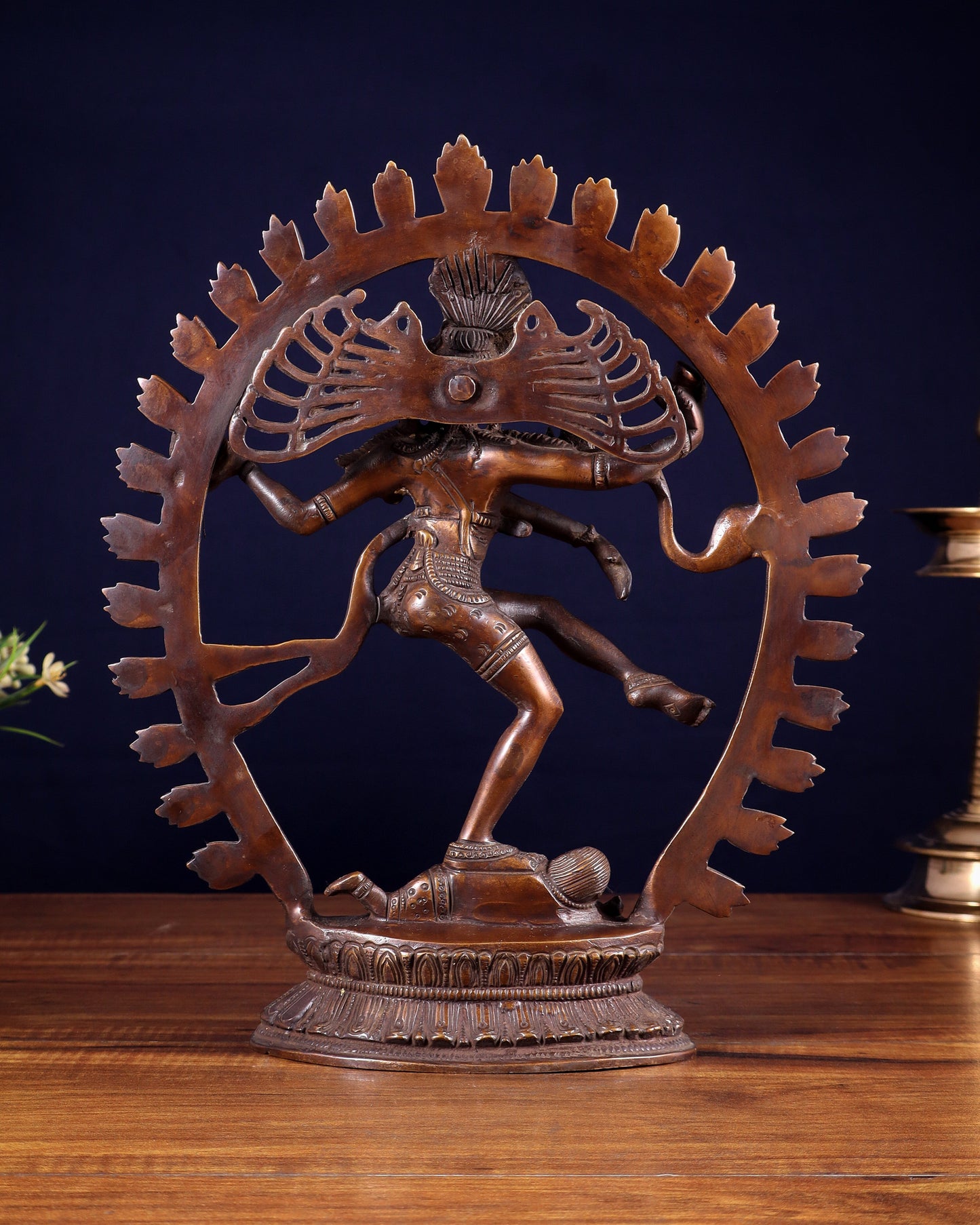 Vintage Brass Nataraja statue with Oval Ring | 12 Inch Height | 3.2 KG
