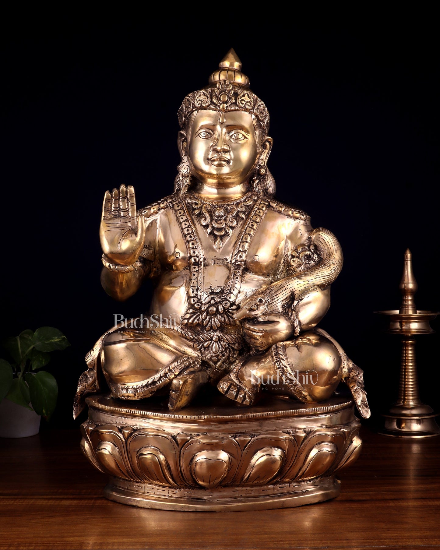 Pure Brass Large Kubera Statue – 22.5 Inch | God of Wealth