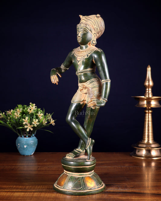 Pure Brass vrishava vahan Shiva Statue green patina 15 inch