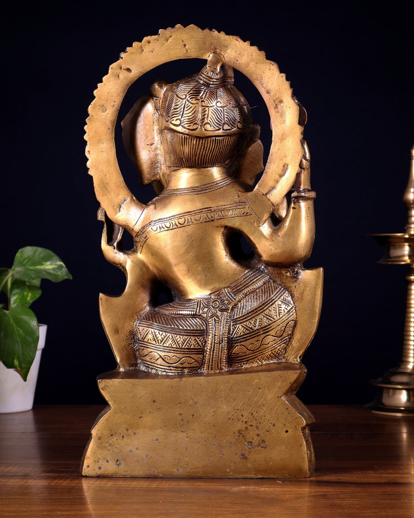 Brass Unique Ganesha Playing Flute statue | 13" Height