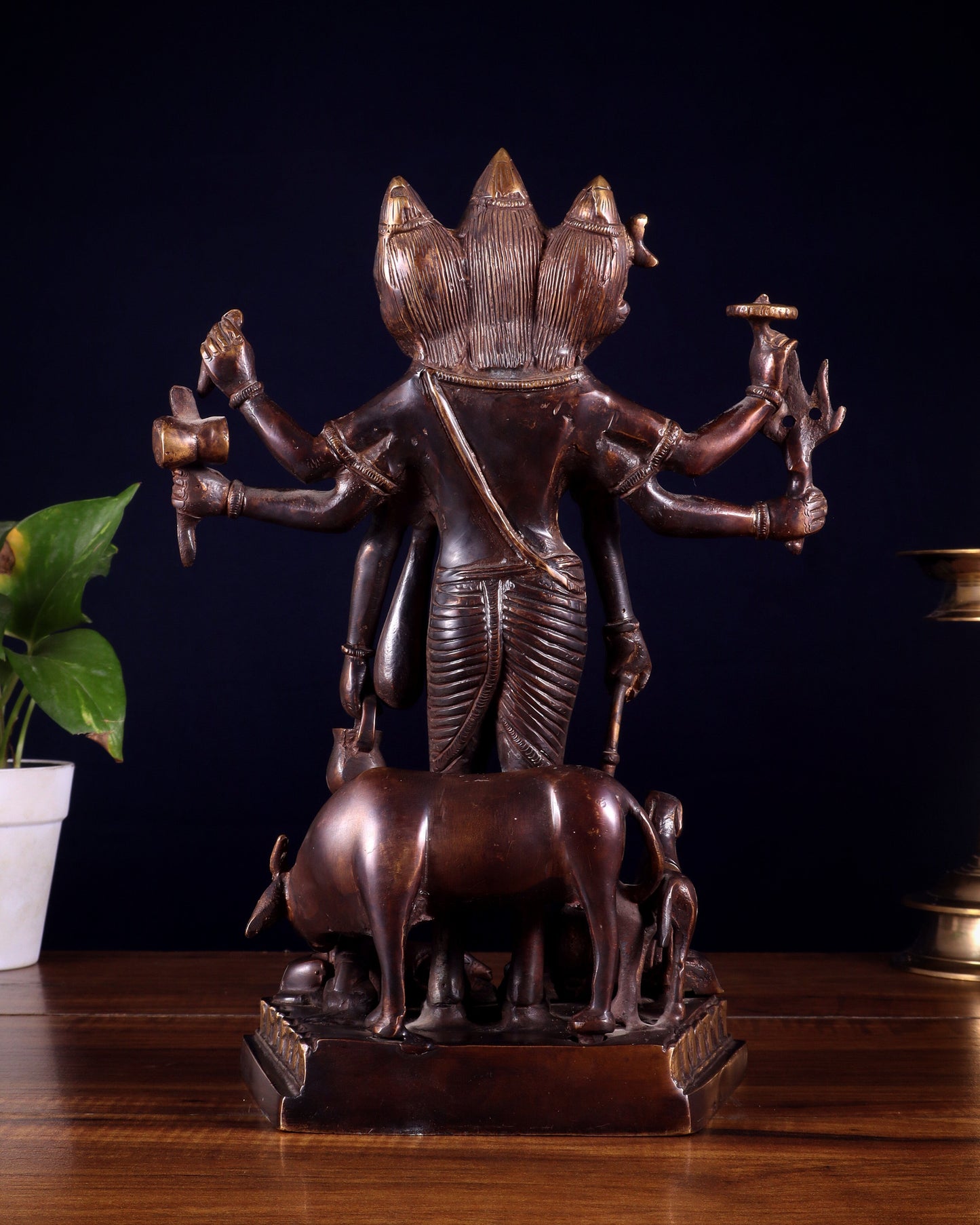 Handcrafted Brass Dattatreya Idol - 12.5 Inch