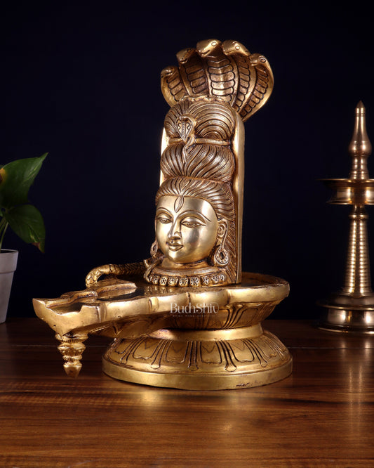 Pure Brass Lord Shiva Mukhalingam Shivling – 12 Inch