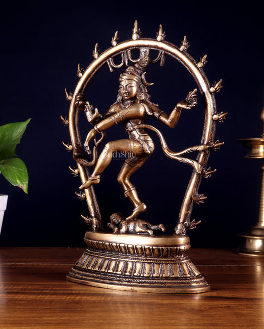 Unique Brass Nataraja Idol with Oval Arch - 12.5"