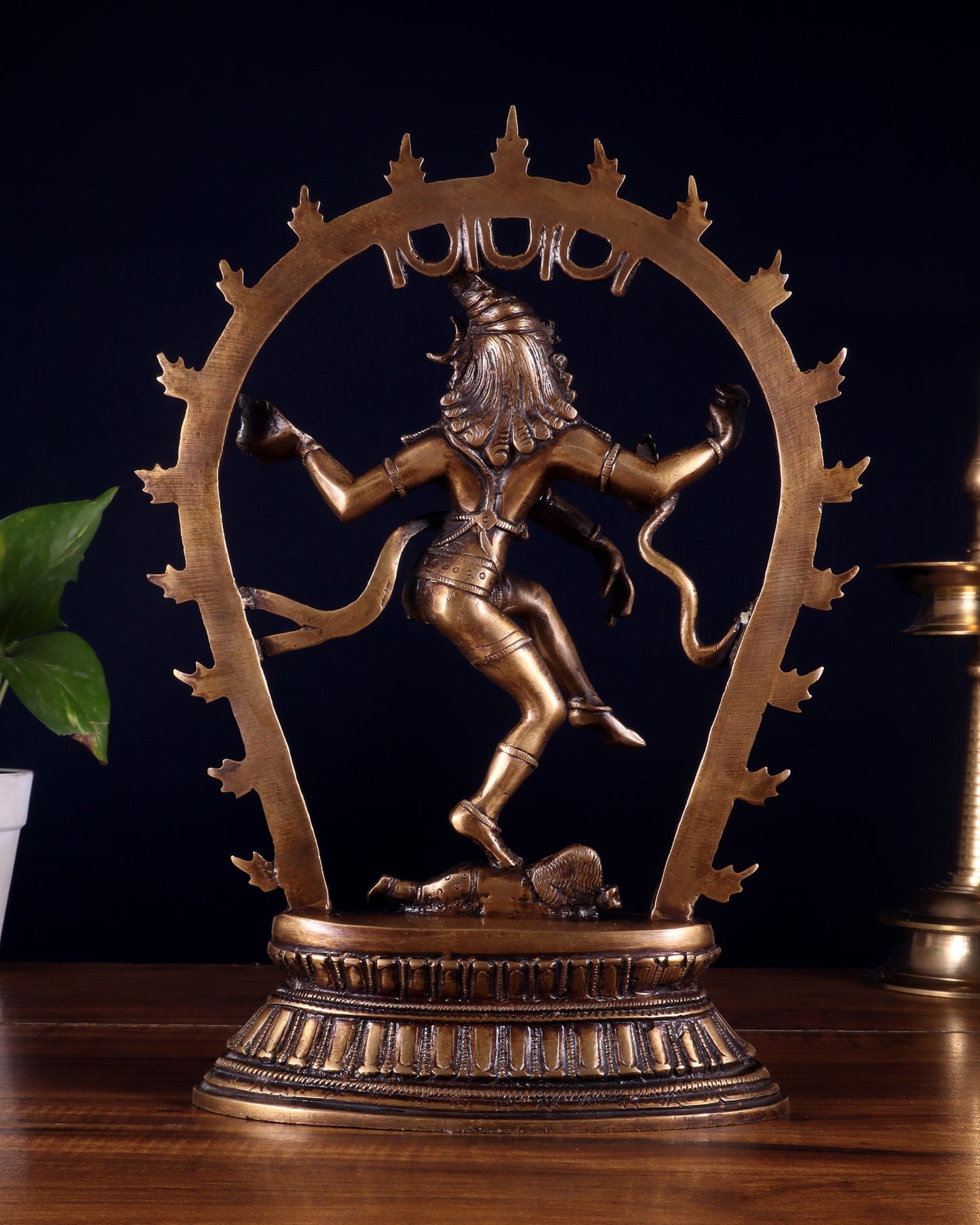 Unique Brass Nataraja Idol with Oval Arch - 12.5"