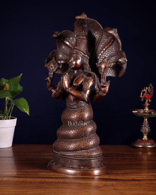 Pure Brass Patanjali Statue 15" antique brown tone
