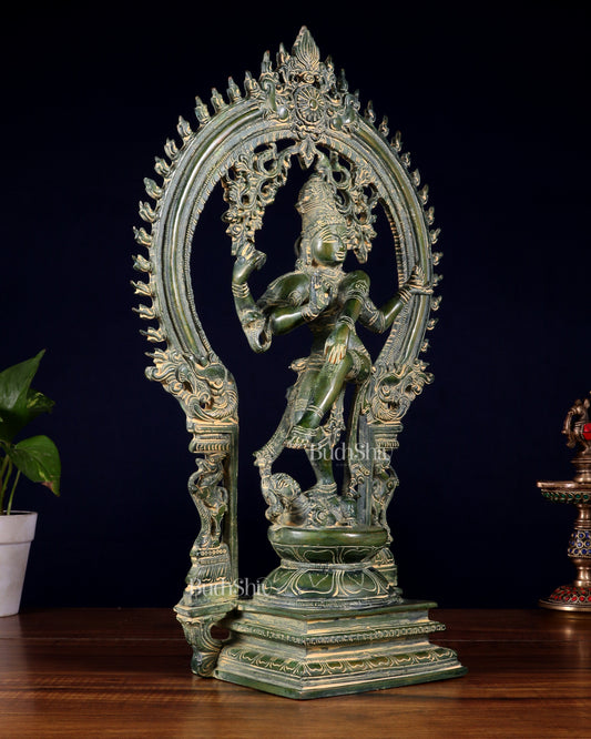 Brass Nataraja statue Green patina - 18" Height