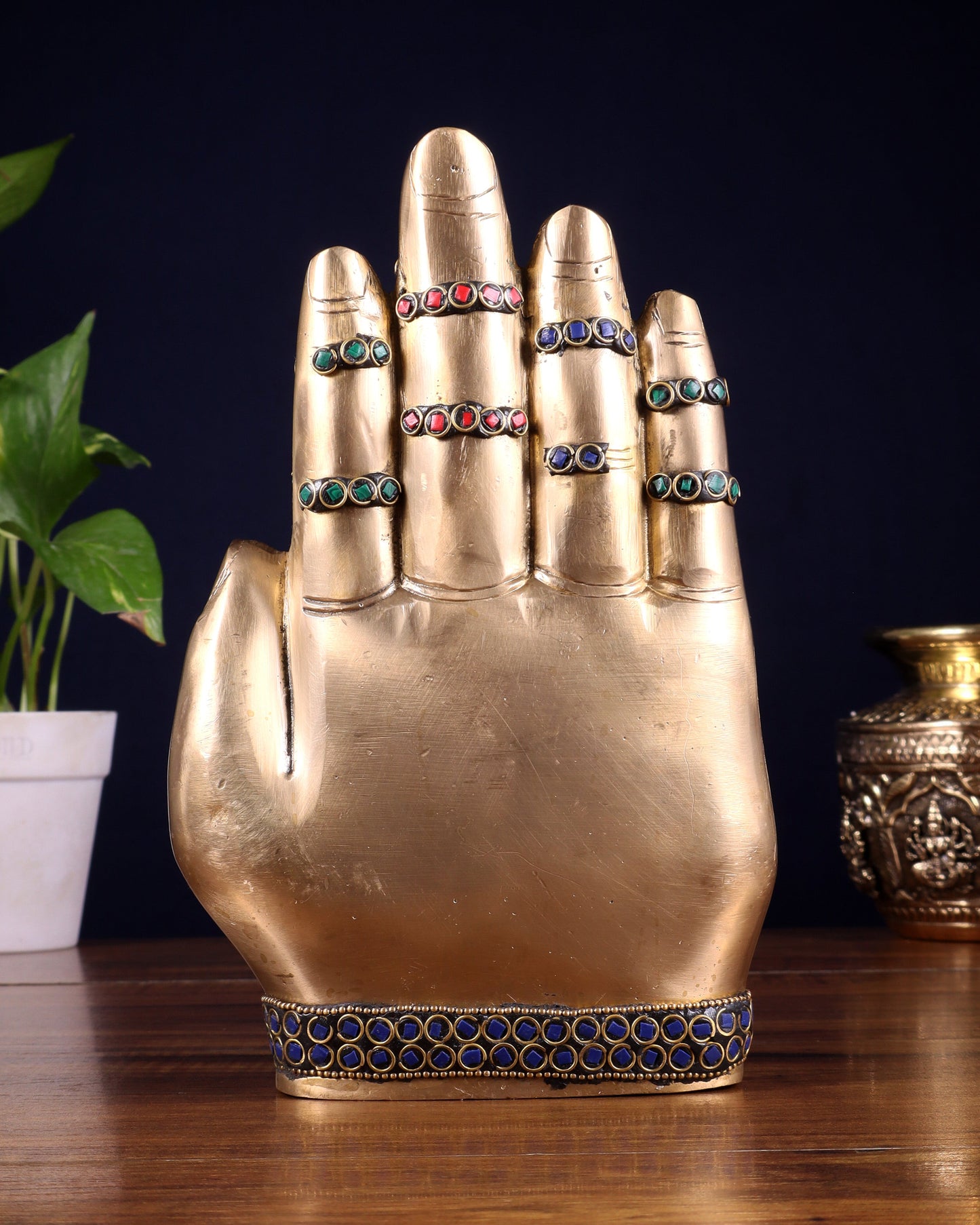 Pure Brass Ganesha on Blessing Hand Showpiece – 9 inch (23 cm)