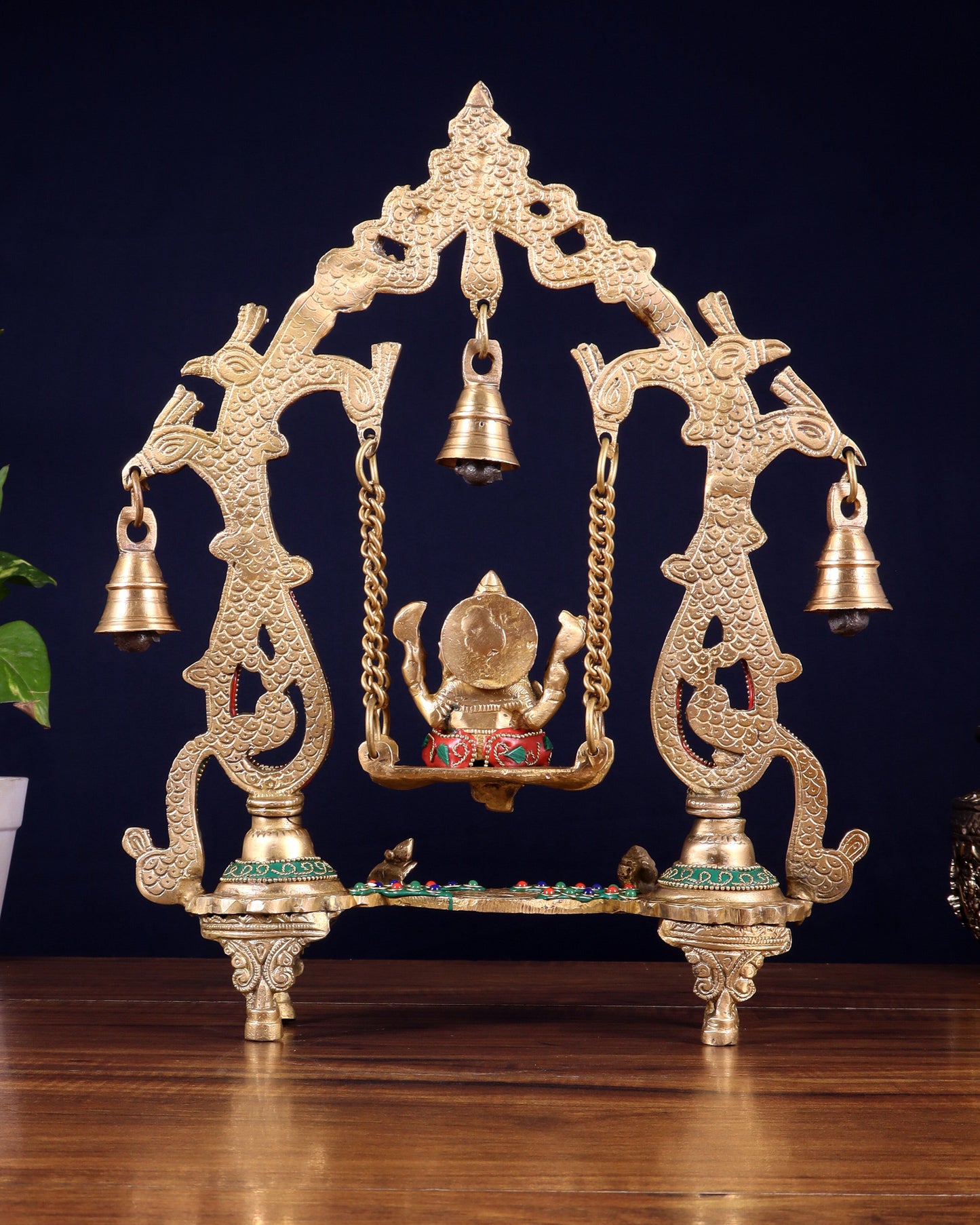 Brass Ganesha Swing statue - 13.5" Tall