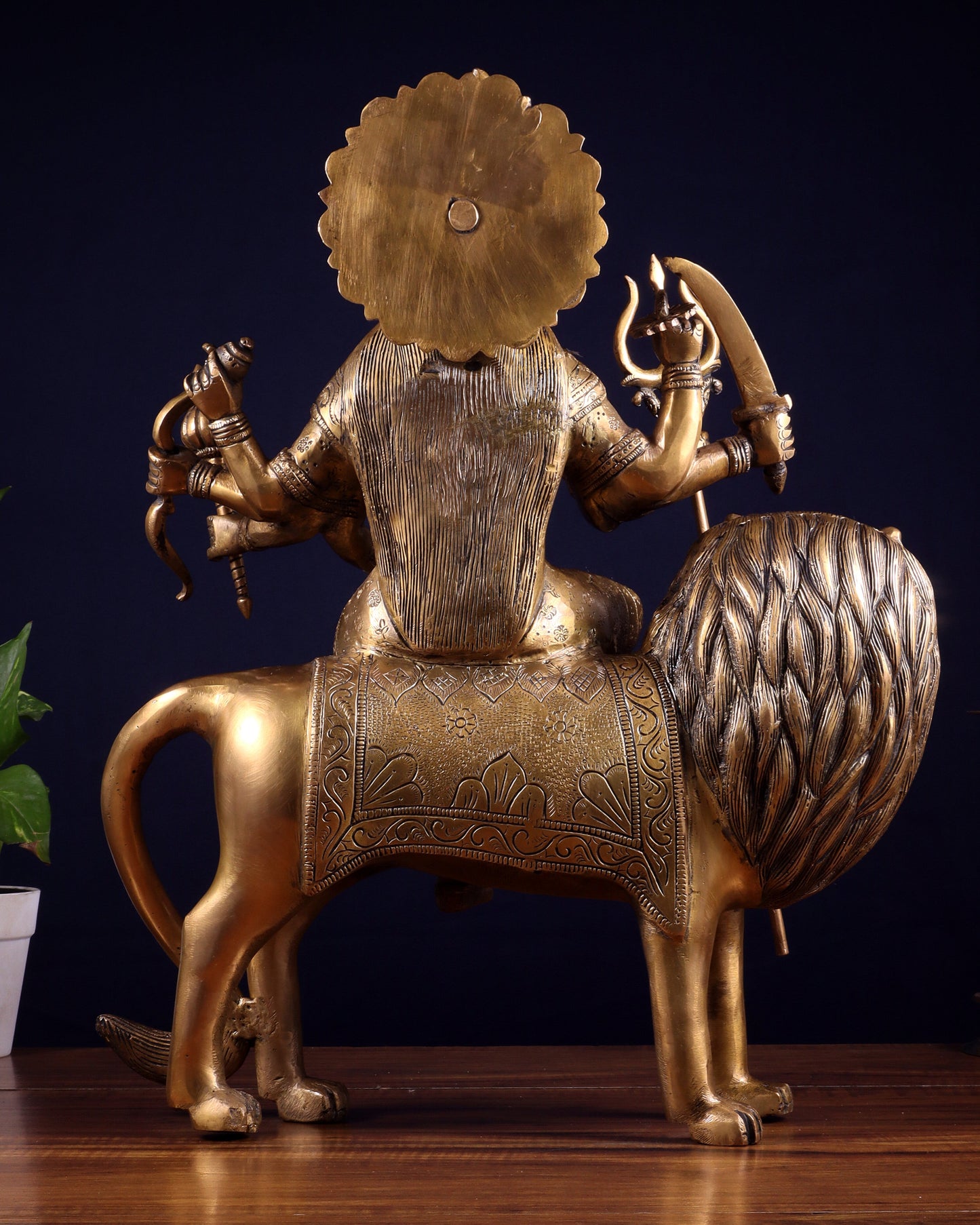 Pure Brass Large Goddess Durga Statue (Sherawali Mata) 18.5"