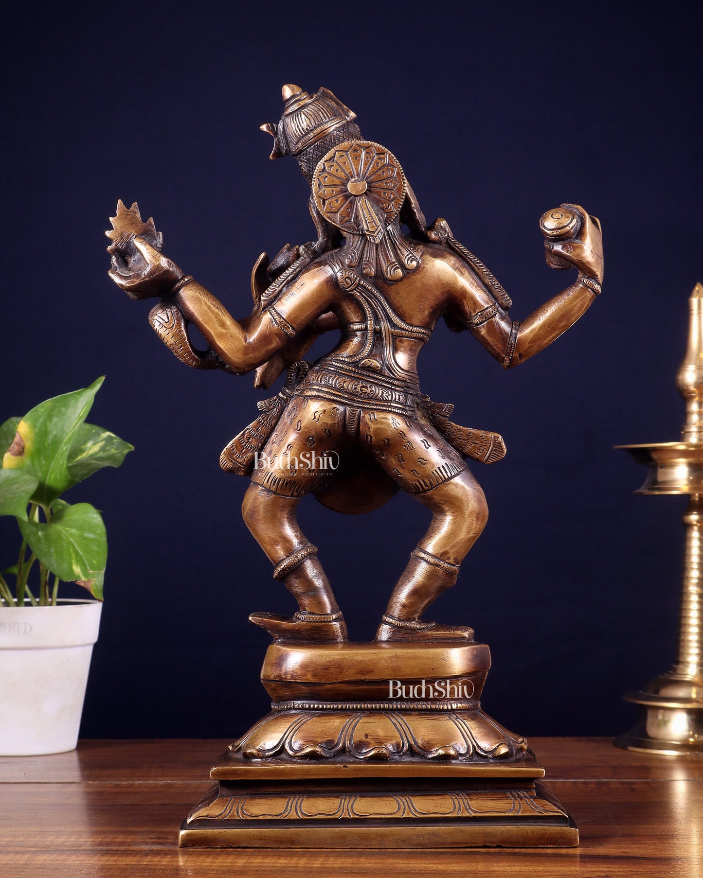 Brass Dancing Shiva with Four Arms Statue - 14" vintage tone