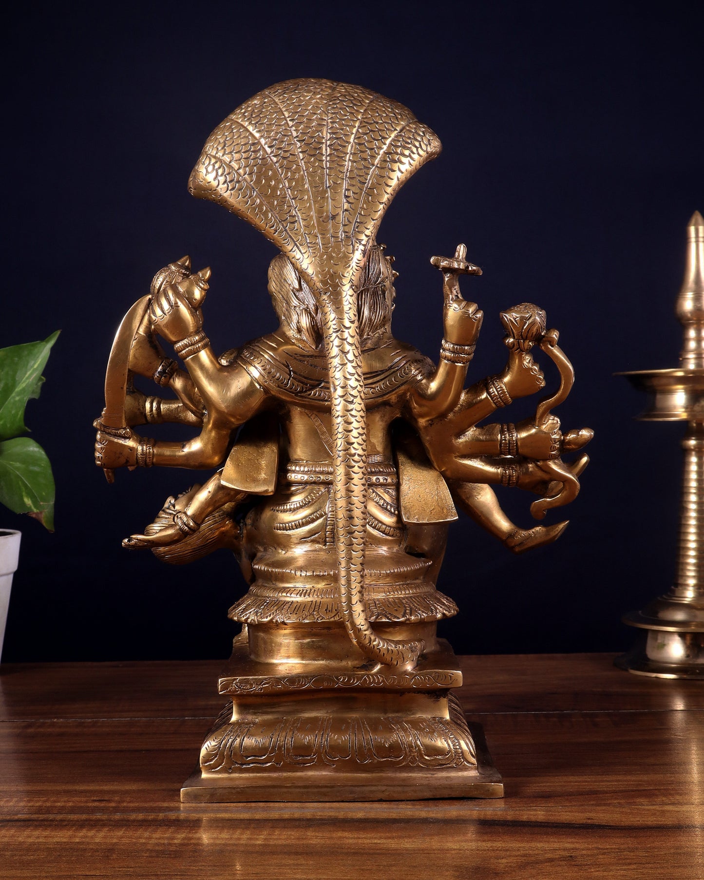 Pure Brass Narasimha hiranyakashap dhahan with bhakt Prahlad statue - 13 inch