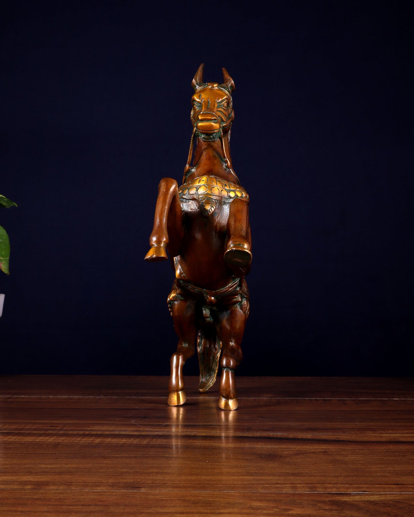 Pure Brass Horse with Raised Legs – Vintage Tone 11.5 inch