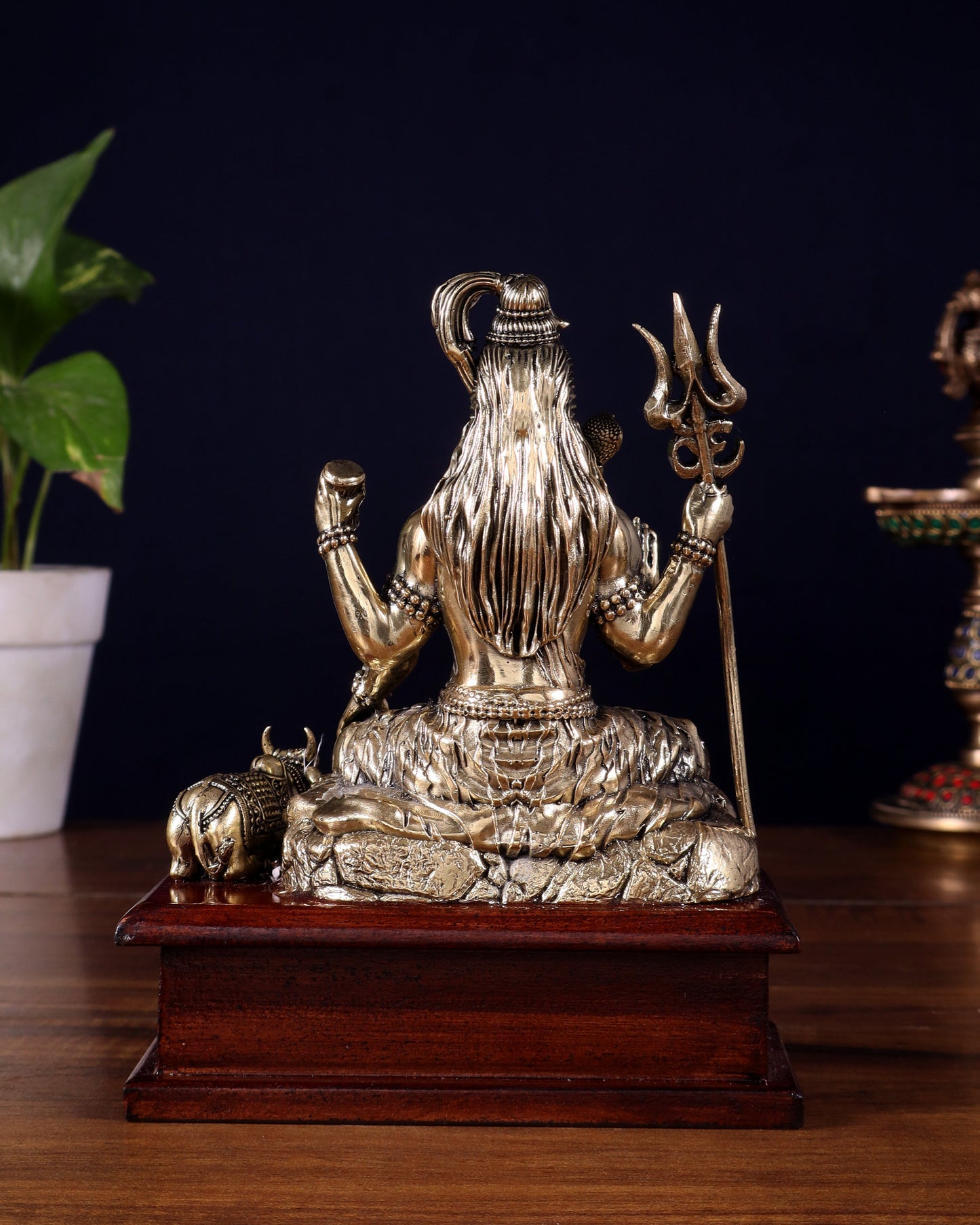 Brass Superfine Lord Shiva with Nandi on Wooden Base – 6.5 Inch