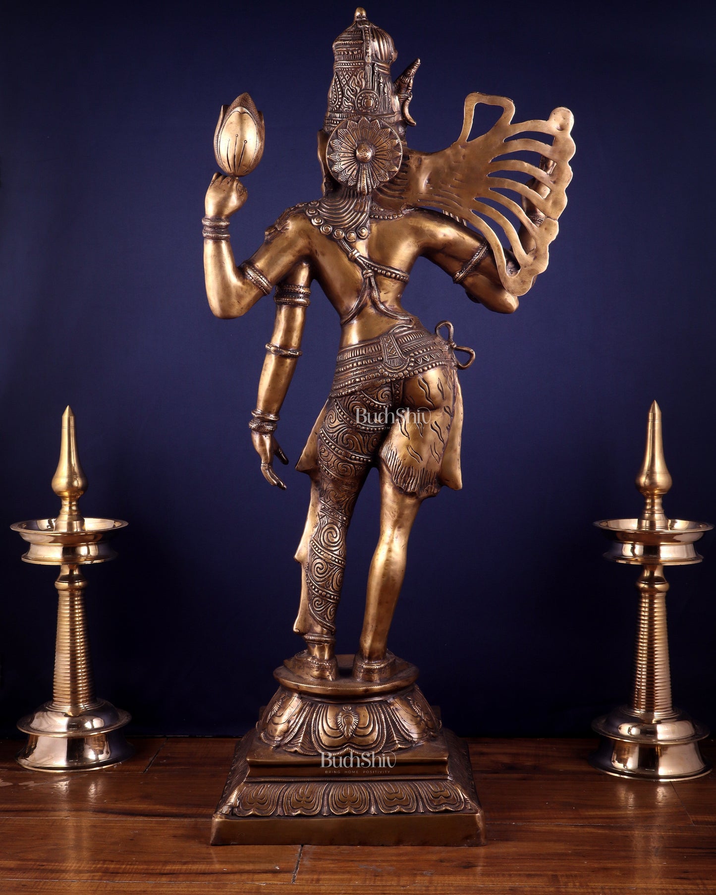 Pure Brass Large Ardhanarishvara Statue – Burnt Brass Finish 40 inch