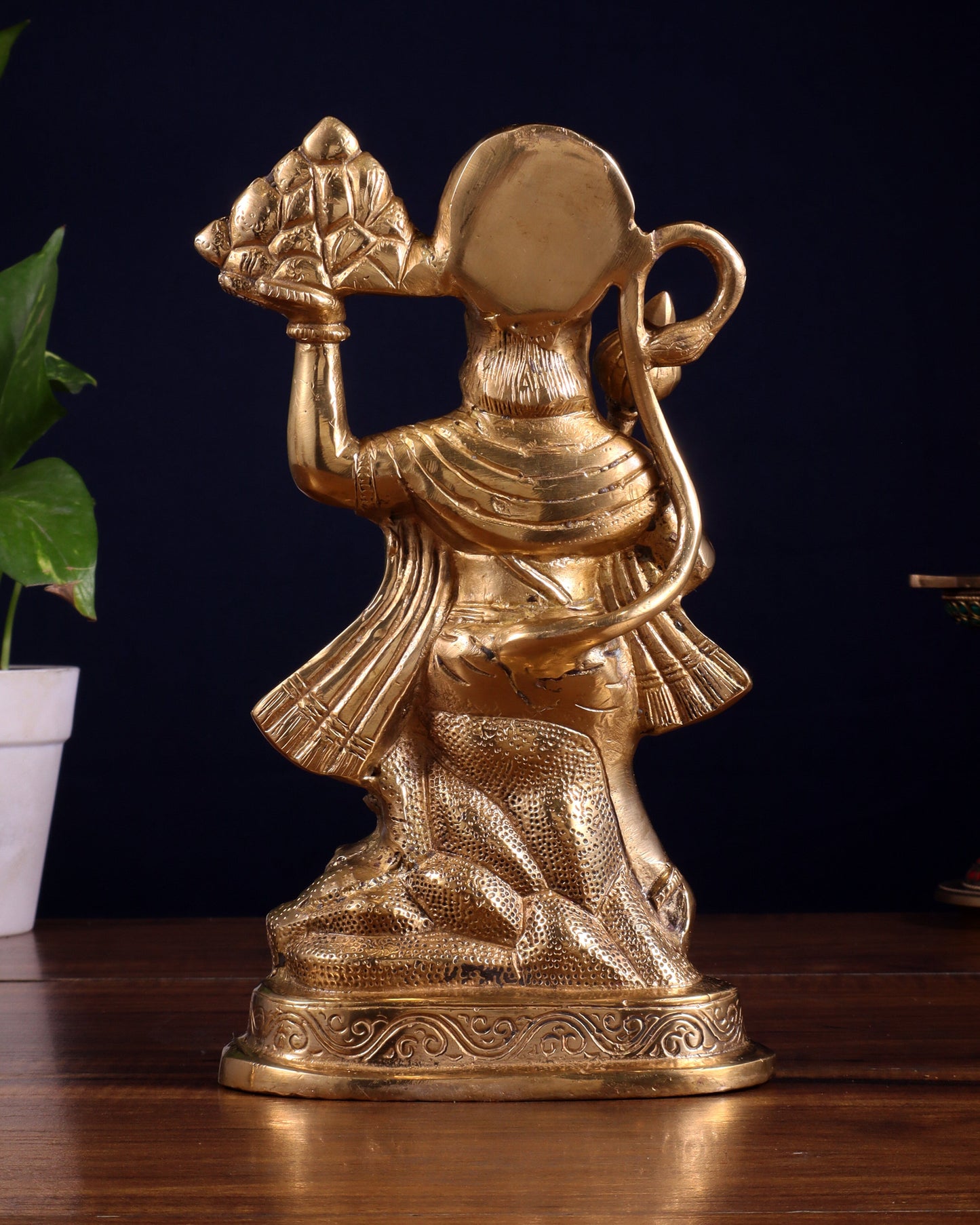 Pure Brass Hanuman Carrying Sanjeevani Mountain idol | 9 Inch Height