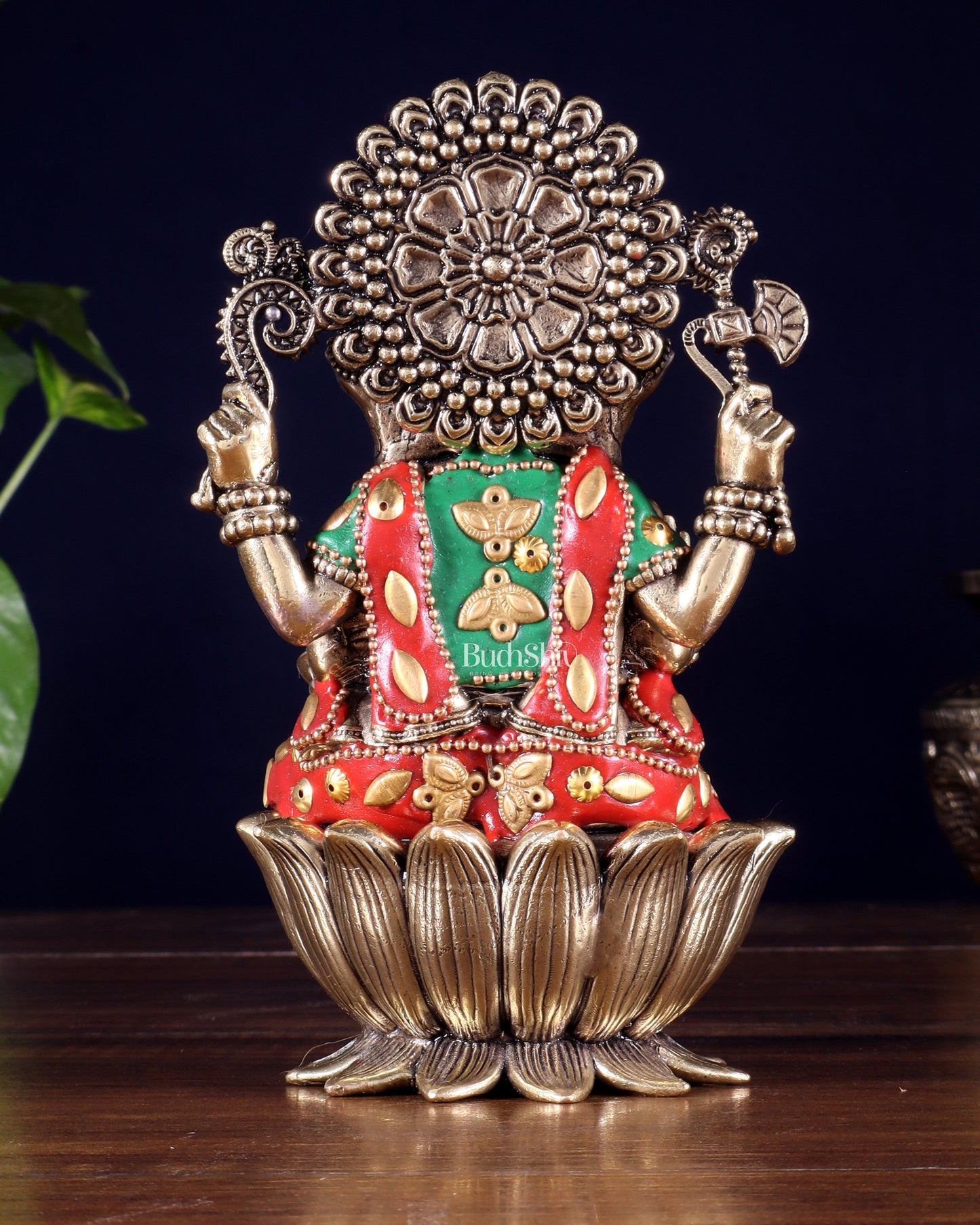 Pure Brass Superfine Lord Ganesha Idol | 6 inch with meenakari