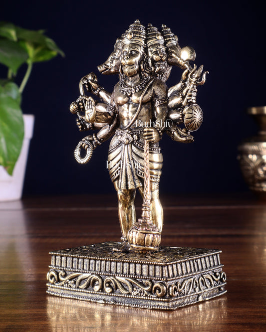 Brass Superfine Standing Panchmukhi Hanuman Idol 5 inch