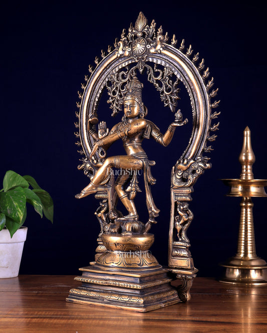 Brass Nataraja statue burnt brass antique tone - 18" Height