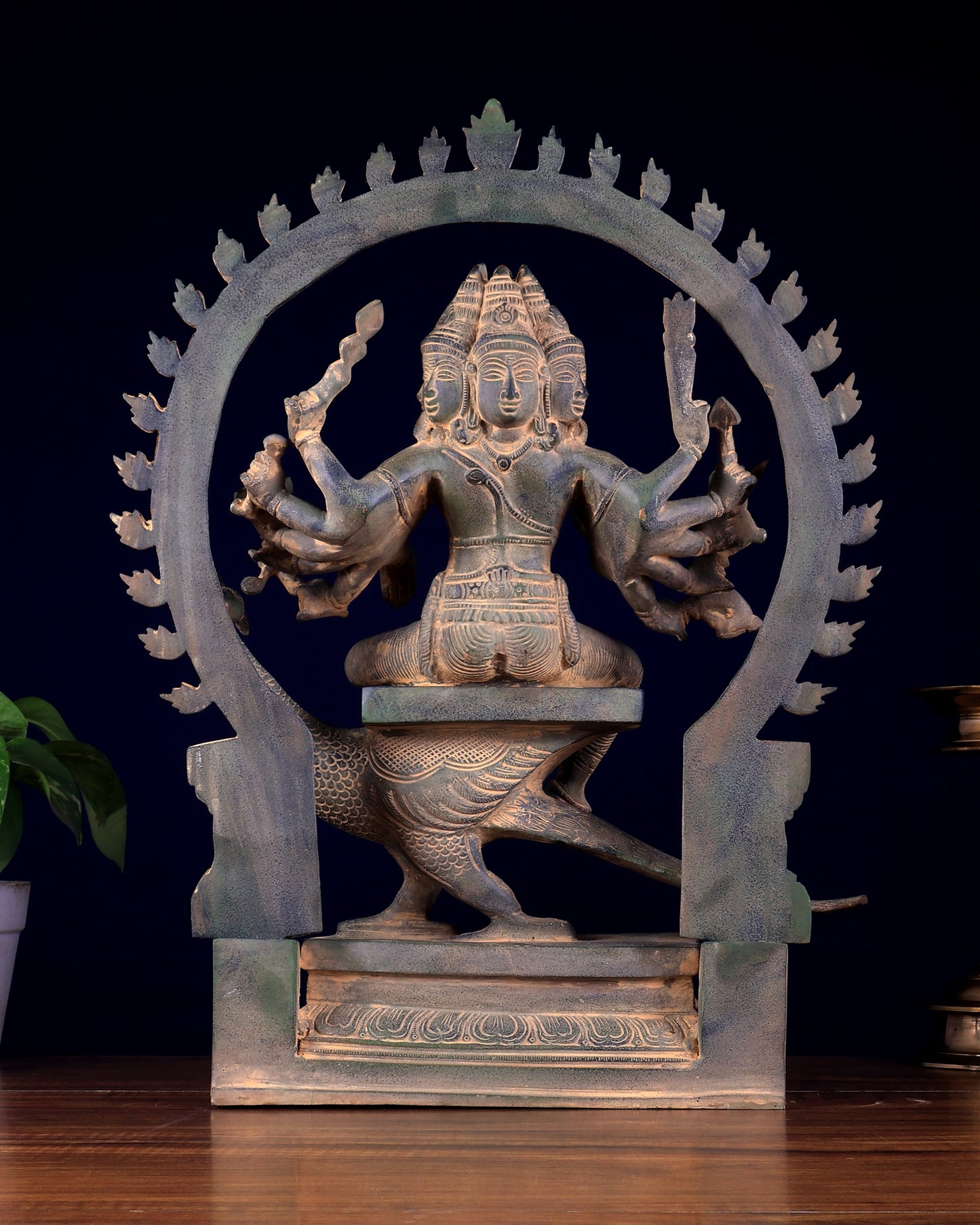 Brass Large Kartikeya shanamurugan with 6 heads statue 17"