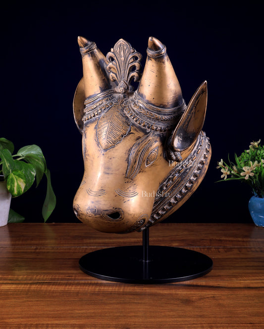 Pure Brass Bull Head Artefact – Table Décor Vintage tone