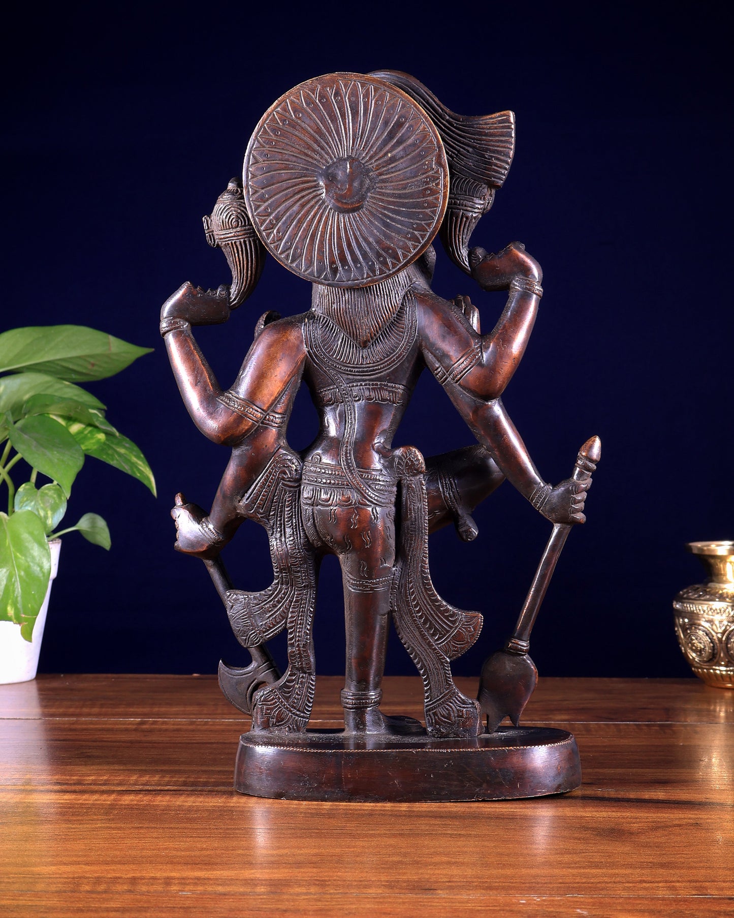 Pure Brass Handcrafted veer bhadra swamy Lord Shiva with 6 Arms - 13 inch vintage tone