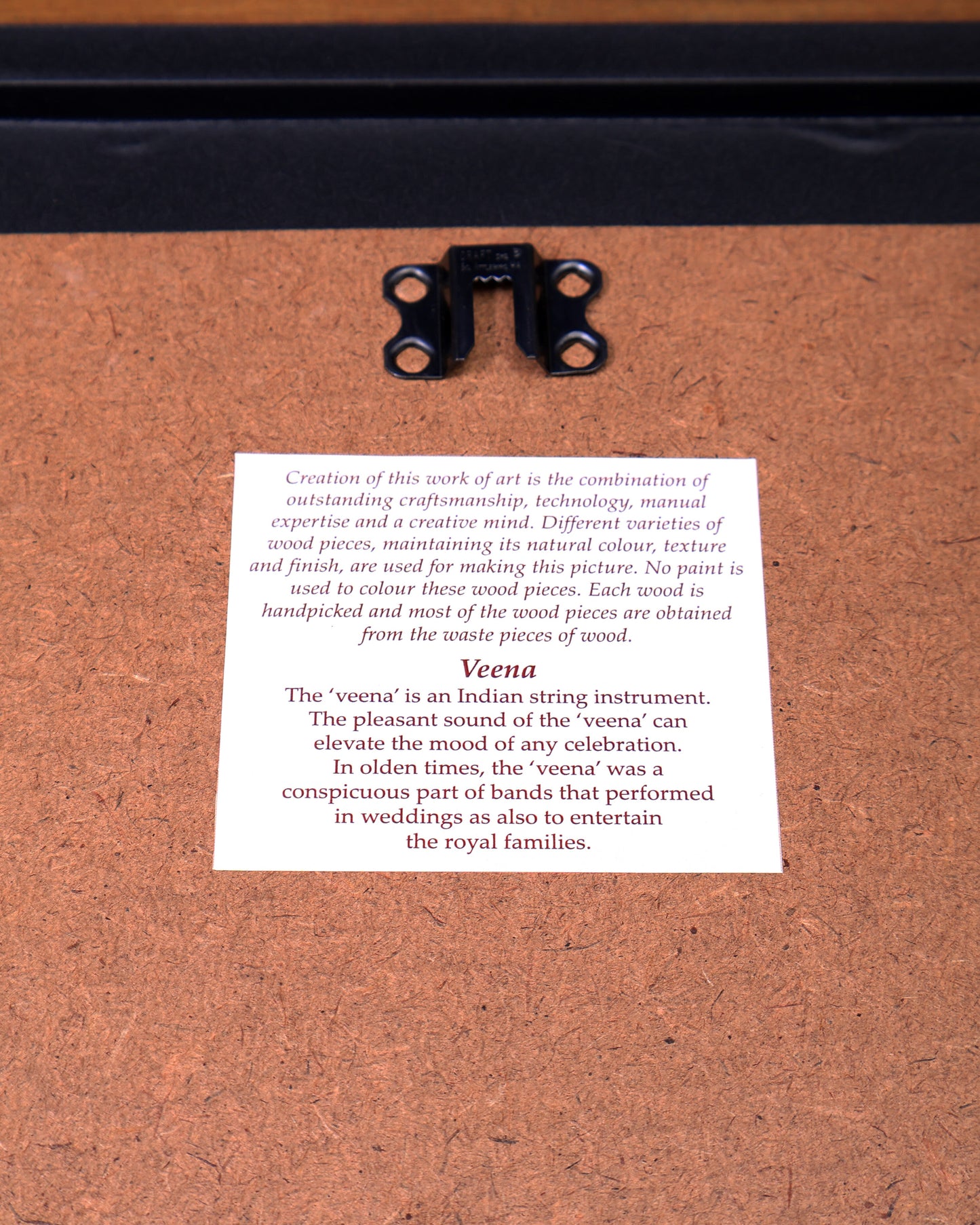 Indian Lady Playing Veena – Handcrafted Wooden 3D Wall Hanging