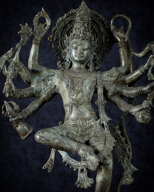 Bronze Dancing Krishna on Kaliya Naag Sculpture – 25" lost wax