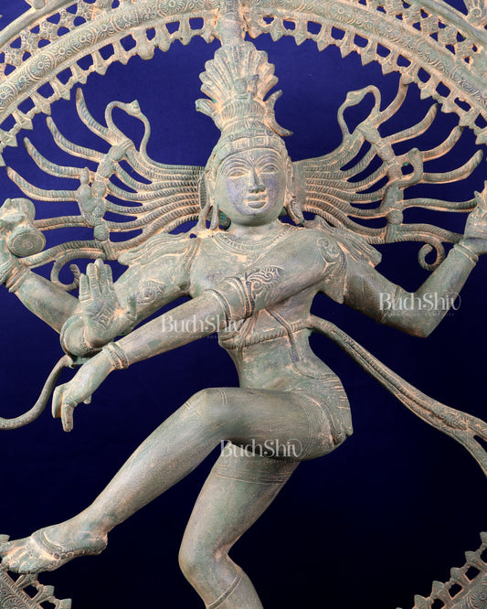 Handcrafted Brass Nataraja Statue - Height 36" Green tone