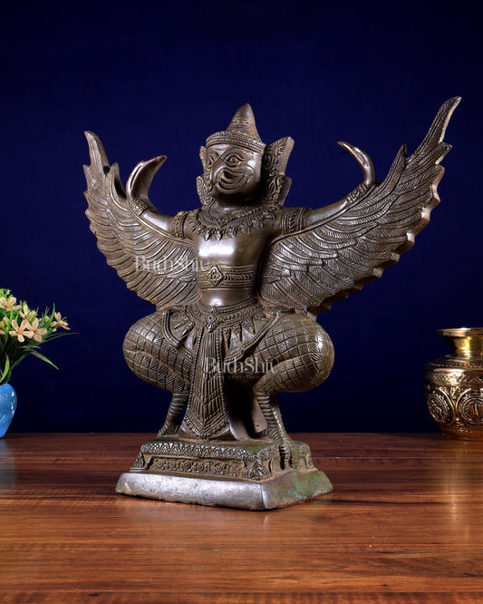 Majestic Pure Brass Garuda with Open Wings – 14" vintage bronze patina