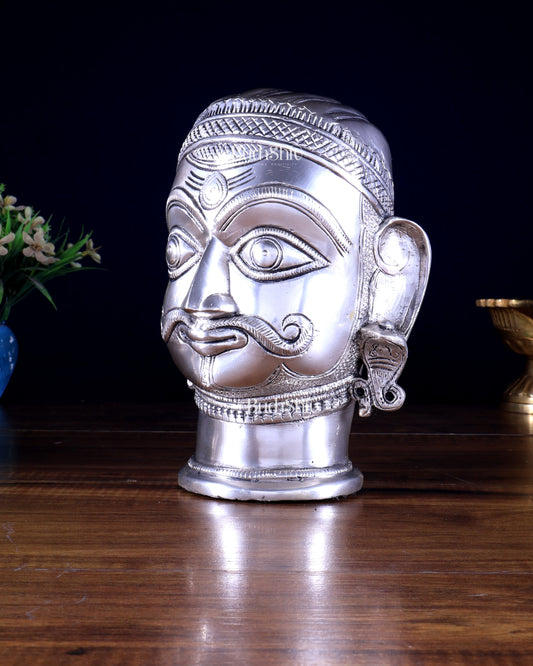 Brass Shiva face mukhlingam 7.5" silver plated