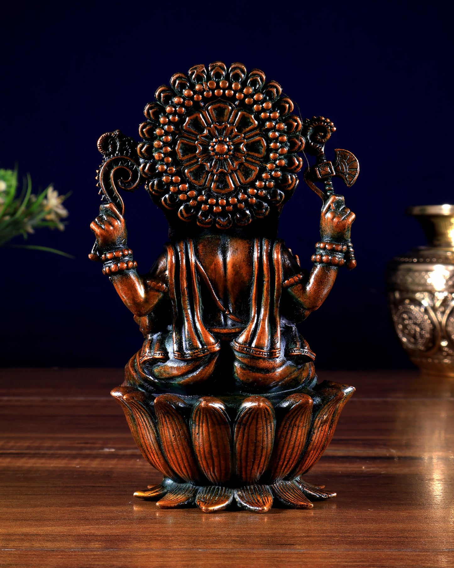 Pure Brass Superfine Lord Ganesha Idol | 6 inch brown tone