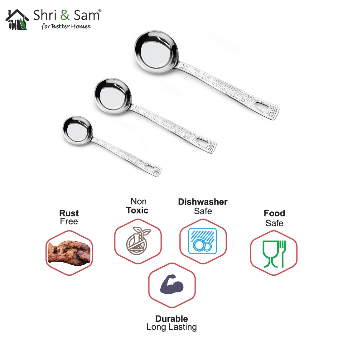 Stainless Steel Ladle Impressa Hammered