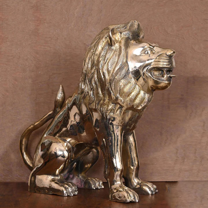 Brass Lion Statue (22 Inch)