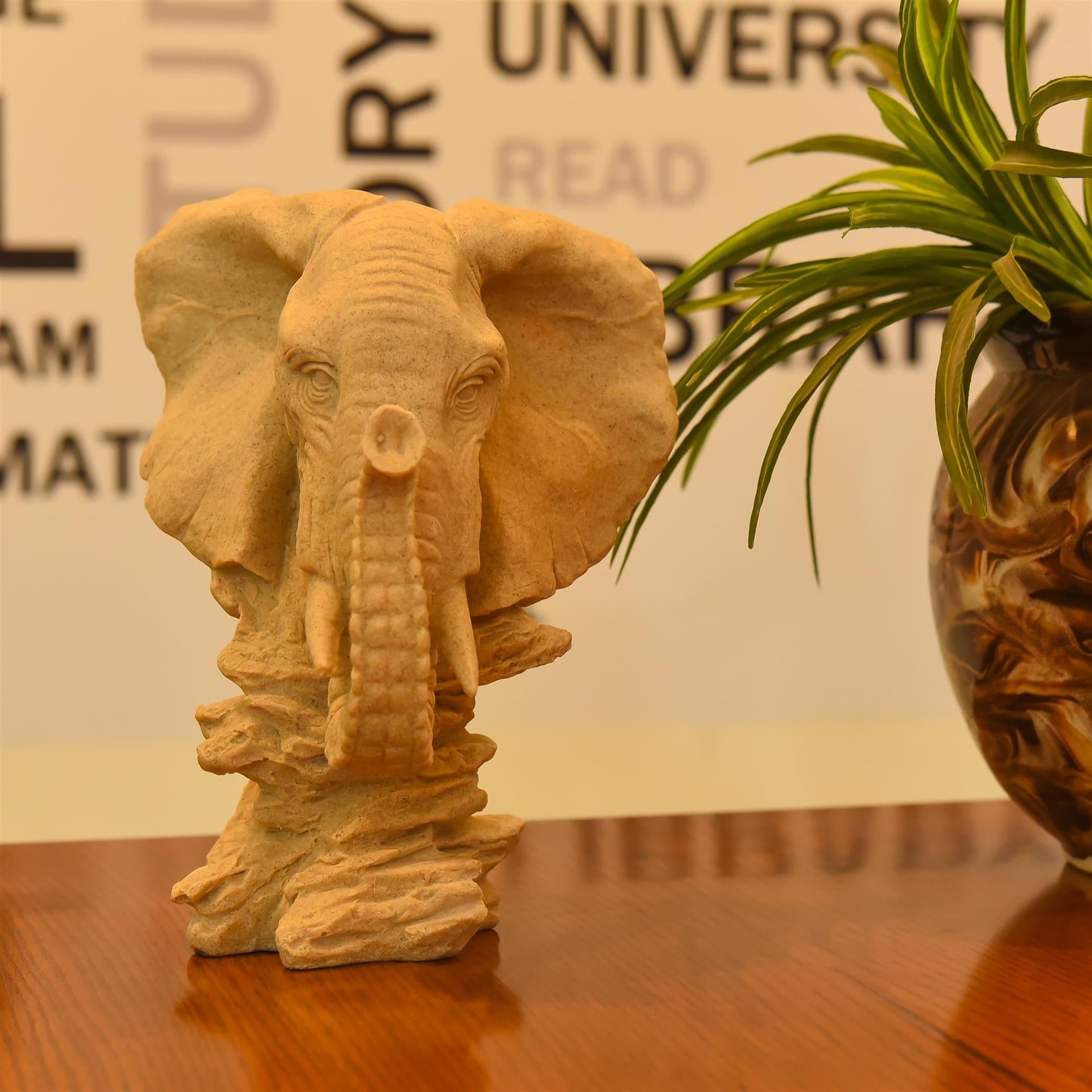 Ceramic Elephant Head Statue (10 Inch)