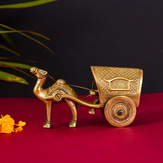 Brass Handmade Camel Cart (3 Inch)