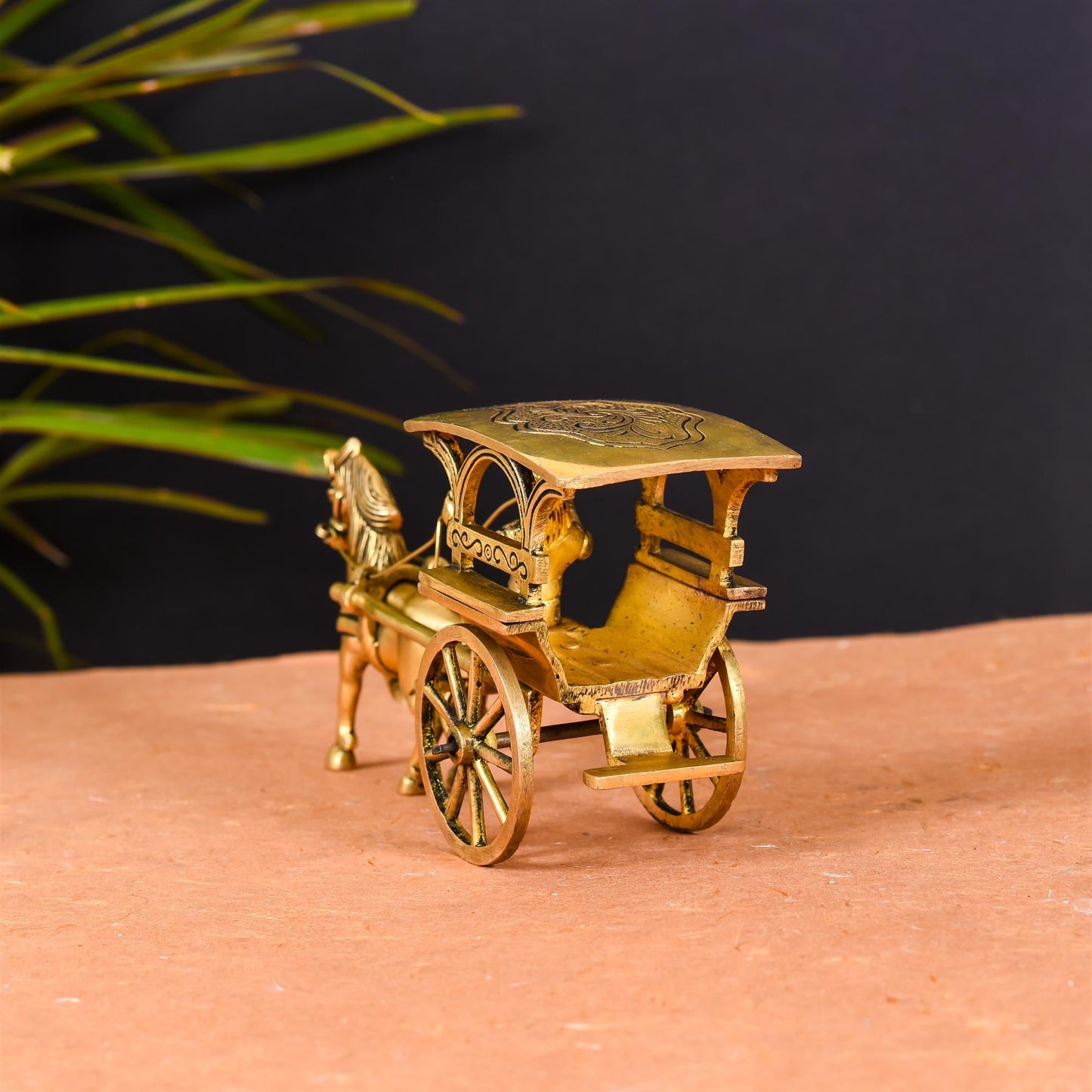 Brass Running Horse Cart/Chariot (4 Inch)