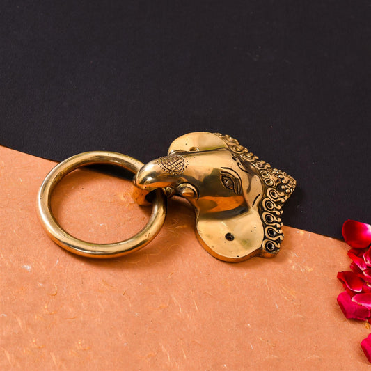 Brass Ganesha Face Door Knocker (8.5 Inch)