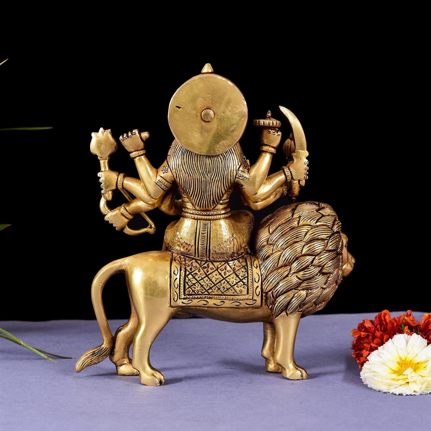 Brass Goddess Durga Superfine Idol (8.5 Inch)