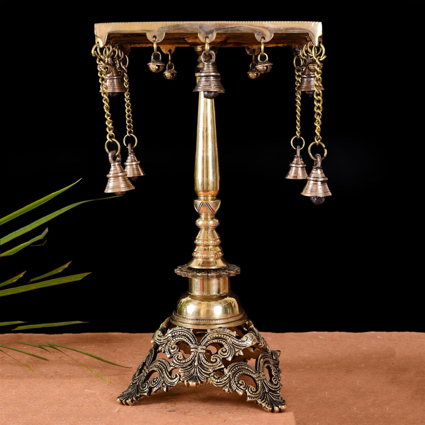 Brass Stool With Hanging Bells (15.5 Inch)