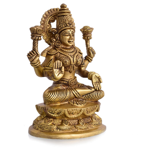 Brass Goddess Lakshmi Idol (7 Inch)