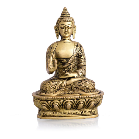 Brass Home Decor Buddha Sitting Idol (7 Inch)