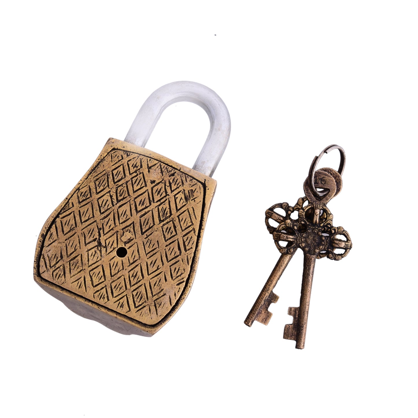 Brass Owl Door Lock With Three Brass Keys (4.7 Inch)